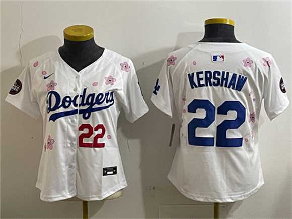 Womens Los Angeles Dodgers #22 Clayton Kershaw White 2025 Tokyo Series Limited Stitched Jersey->mlb womens jerseys->MLB Jersey